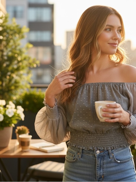 dance and marvel Tops - Dance & Marvel Light Gray Blouse